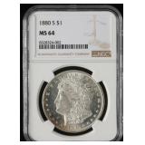 NGC Graded MS 64 1880-S Morgan Dollar