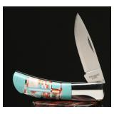 Turquoise & Inlay Handled Folding Pocket Knife