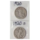 1920-P, S Walking Liberty Half Dollars (2)