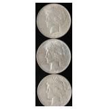 1922-P,D,S Peace Silver Dollars (3)