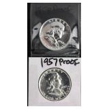 1957, 1958 Franklin Half Dollars (2) - PROOF