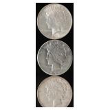 1922-P,D,S Peace Silver Dollars (3)