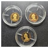 3 Abraham Lincoln 0.5 Gram Gold Mini Coins