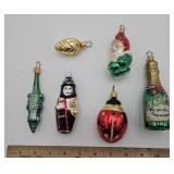 6 blown glass Christmas Ornaments