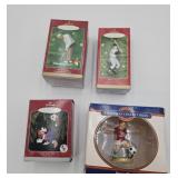 4 Sports theme ornaments Goofy, Mickey Mantle,