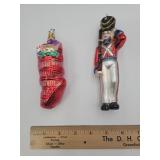 2 blown glass Christmas ornaments: Nutcracker  &