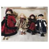 4 large porcelain dolls