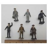 6 metal Lincoln Log Railroad workers, passengers