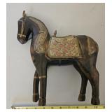 Wooden horse with metal saddle & armor