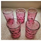 5 Cranberry tumblers