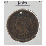 1851 Large Cent-Holed