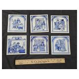 6 Delft wall plaques