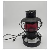 Electrified Handlan Railroad Lantern, ruby shade