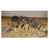 Antique Lot Of Kitchen Drawer Contents Flatware Ec