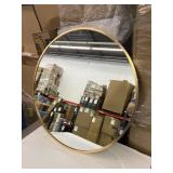 Gold metal finish round mirror with hardware (new