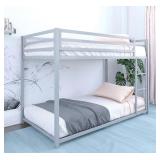 New DHP Miles Metal Bunk Bed, Silver, Twin over