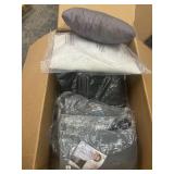 Lot of 8 pillows, seat cushions, and back support