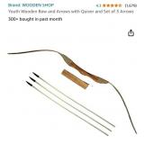 New Youth Wooden Bow and Arrows with Quiver and