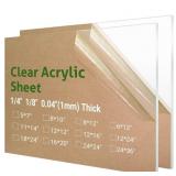 2 Pieces12ï¿½ x 16ï¿½ Clear Acrylic Sheet Plexiglass