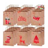 New JOYIN 24 PCS Christmas Kraft Gift Bags 7"x9"x