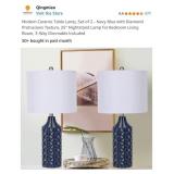 Modern Ceramic Table Lamp, Set of 2 - Navy Blue