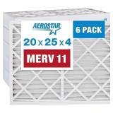 Aerostar 20x25x4 MERV 11 Pleated Air Filter, AC