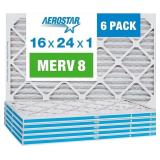 New Aerostar 16x24x1 MERV 8 Pleated Air Filter,