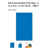 New 1,000 count Blue Resealable Poly Bag - 5 in x