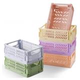 6-Pack Pastel Storage Crates, Mini Plastic