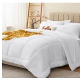 New CozyLux White King Comforter Set - 7 Pieces