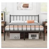 Queen Bed Frame-Classic Metal Platform Bed