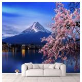 New 3D Wallpaper Mountain Cherry Blossoms