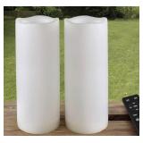 Pack of 2 White LED Candles Outdoor 3x8 -