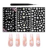 New 5D Flower Nail Art Stickers Decals 3 Sheets