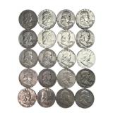 (20) Franklin Silver Half Dollars, $10.00 face.