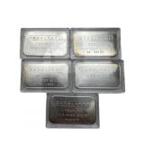 (5) Engelhard 1 ozt .999 fine Silver bars