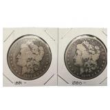 1880 and 1881 Morgan Silver Dollars