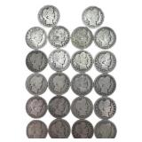 $5.50 face Barber Silver Quarters, (22) Quarters.