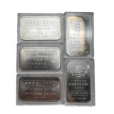 (5) Engelhard 1 ozt .999 fine Silver bars