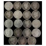 $1.90 face Barber Silver Dimes, (19) Dimes.