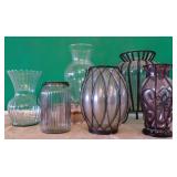 Clear and Metal Vases