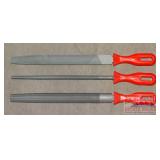 3 Piece 8" File Set W/ Red Plastic Handles.