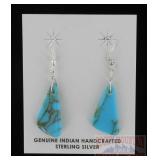 Polished Turquoise Drop Earrings W/ Sterling Posts