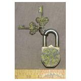 Large Cast Brass Garden Gate Padlock.