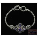 Vintage Style Sterling & Amethyst Bracelet.