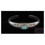 Sterling & Larimar Filigree Cuff Bracelet