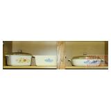 3 Corningware Casserole Dishes W/ Lids.