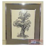 Sally Russell Framed "Tree" Pen & Ink.