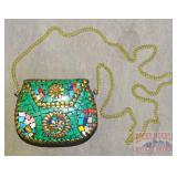 Unusual Malachite Inlaid Evening Bag.