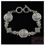 Beautiful Sterling Medallion Link Bracelet.